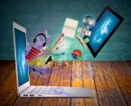 Modern laptop and Touch screen tablet computer